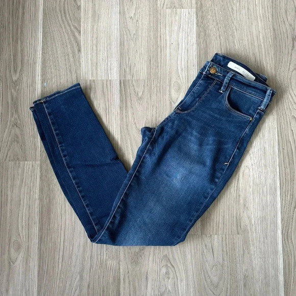 Pilcro & The Letterpress Anthropologie SERIF Blue Stretch Skinny Jeans Womens 27 - Picture 2 of 6